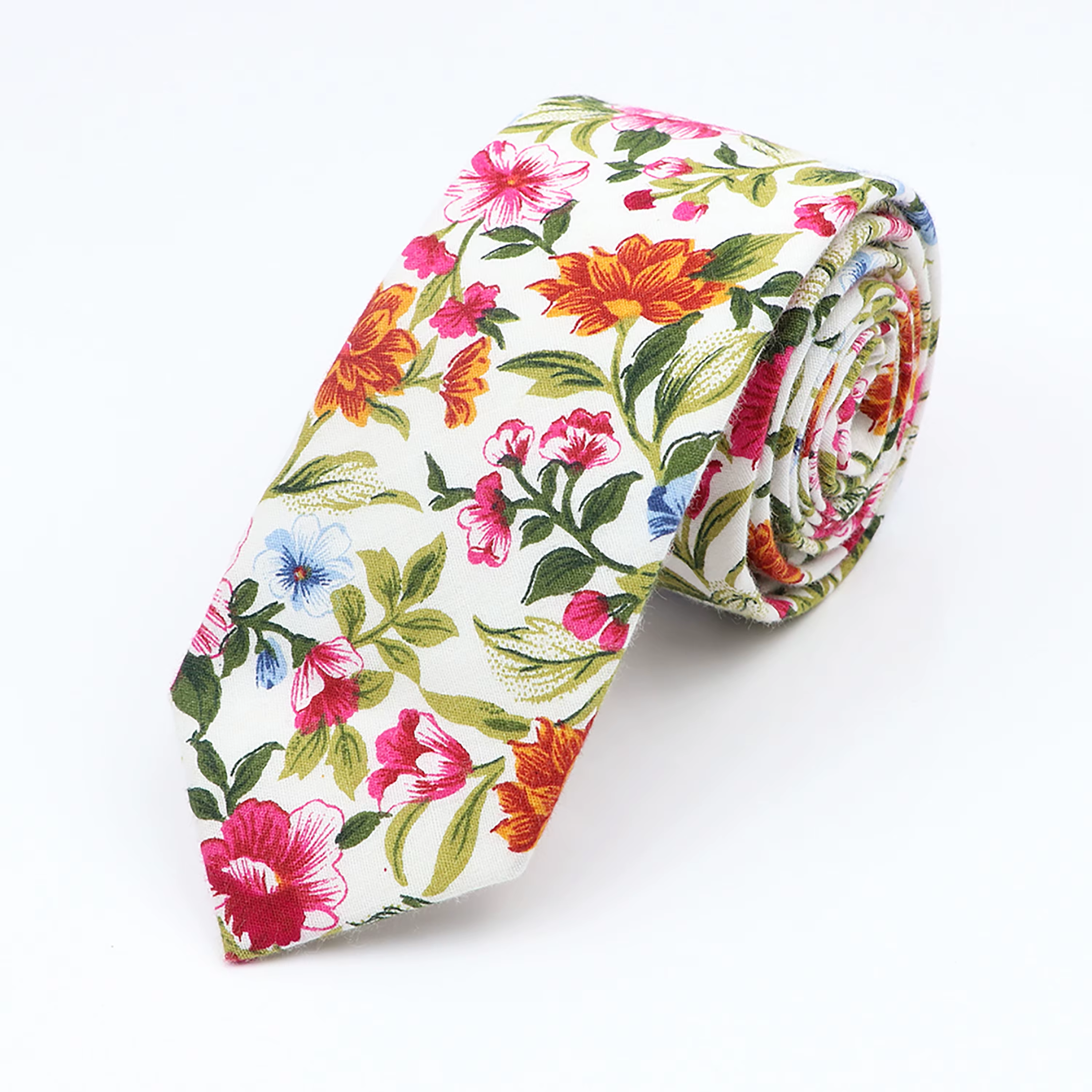 Nouvelle cravate florale élégante pour hommes femmes 100% coton belle fleur Paisley cravate étroite 