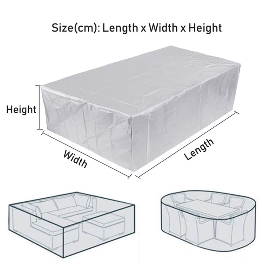 Housse de meubles de Patio imperméable et robuste 210D, rectangulaire, pour jardin, pluie, neige, ex