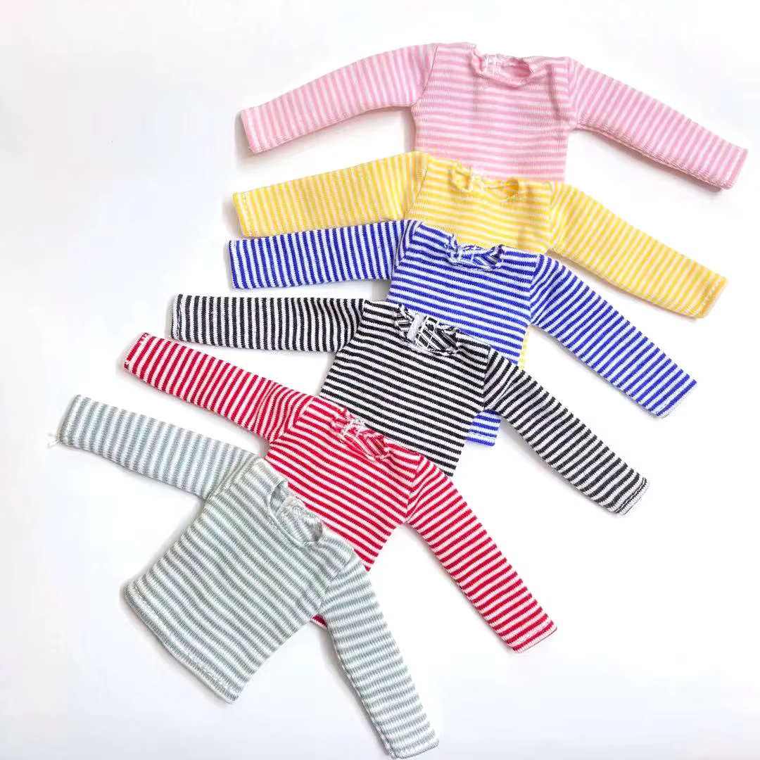 Blyth – T-shirt à manches longues et rayures en coton, vêtements pour poupées Pullip Blyth 1/6, acce
