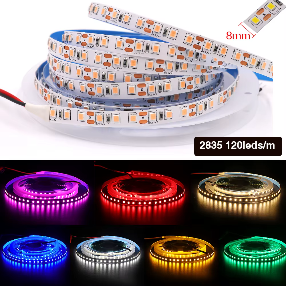 Bande lumineuse LED RGB Flexible, DC12V, 5050, 5054, 2835, 120, 240 diodes/M, blanc, rouge, bleu, ro