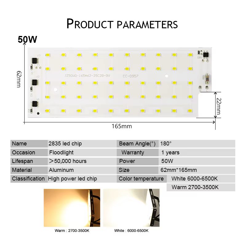 2 pcs/lot 50W LED puce projecteur ca 220V 240V SMD 2835 projecteur projecteur perles LED lampadaire 
