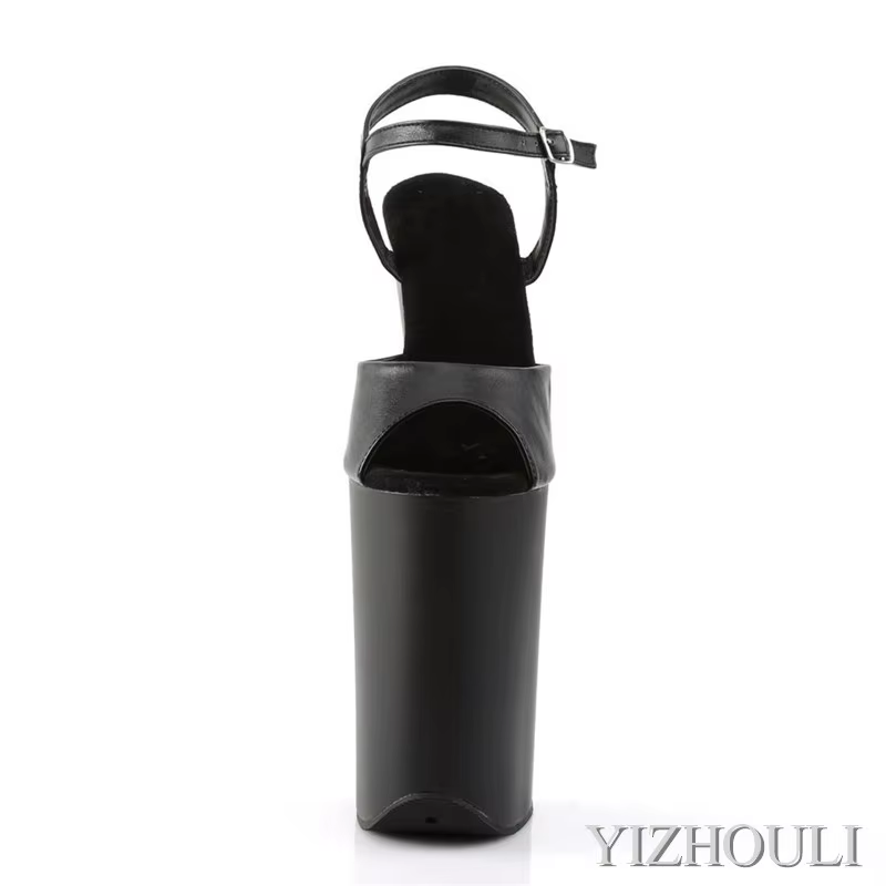 Sandales gladiateur noires classiques, talons aiguilles sexy, 23 cm de haut, 9 pouces, sur la pole y
