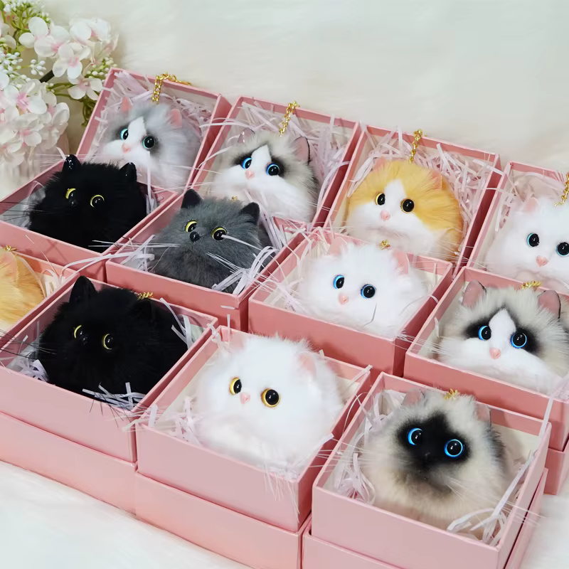 Haute qualité simulation peluche chat mignon téléphone portable boucle sac boucle voiture porte-clés
