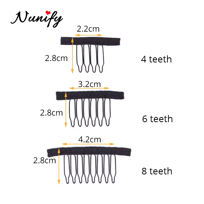 Nunify perruque peigne Clips 4 dents Extension de cheveux Clips en acier inoxydable perruque Clips p