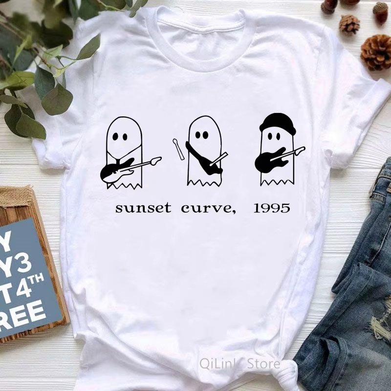 T-shirt femme, humoristique, à la mode, avec impression de fantôme, Julie et les fantômes, années 90