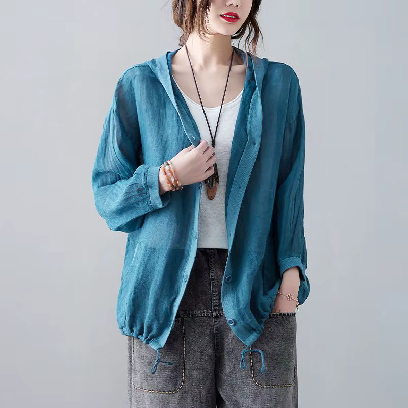 Vestes à capuche à manches longues pour femmes, été, protection solaire, décontracté, style simple,