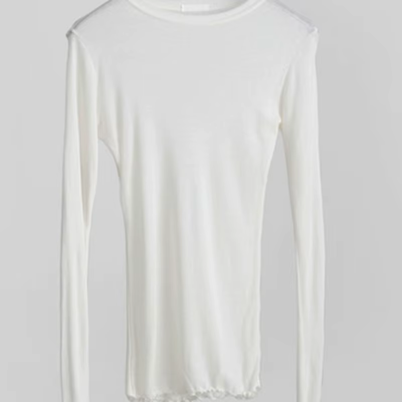 T-shirt à manches longues pour femmes, simple, en coton, élastique, basique, décontracté, sexy, fin,