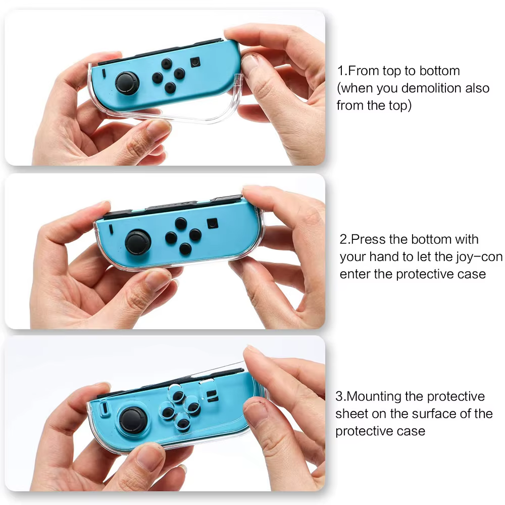 Housse de protection 3 en 1 pour Nintendo Switch, souple, Joy-Con, antichoc, anti-rayures, transpare
