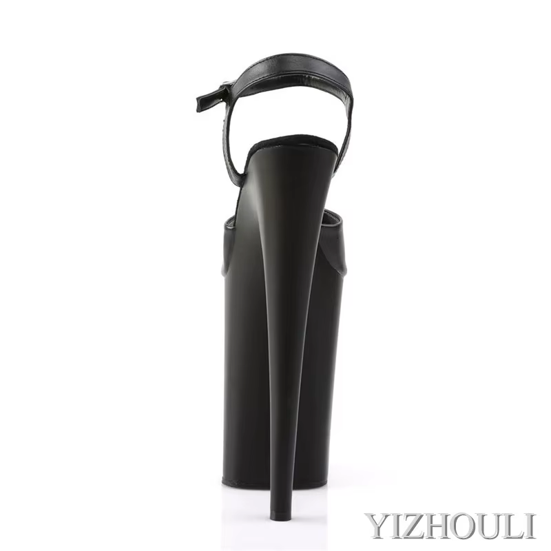 Sandales gladiateur noires classiques, talons aiguilles sexy, 23 cm de haut, 9 pouces, sur la pole y