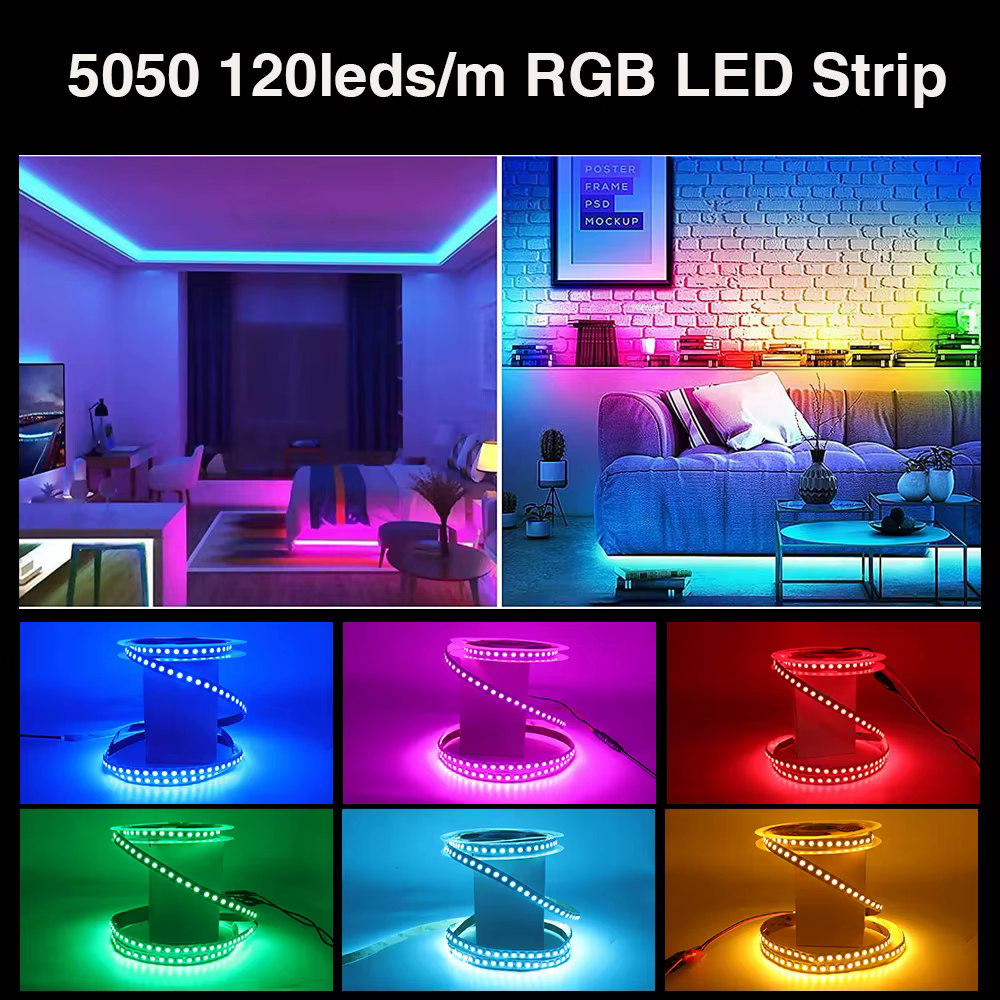 Bande lumineuse LED RGB Flexible, DC12V, 5050, 5054, 2835, 120, 240 diodes/M, blanc, rouge, bleu, ro