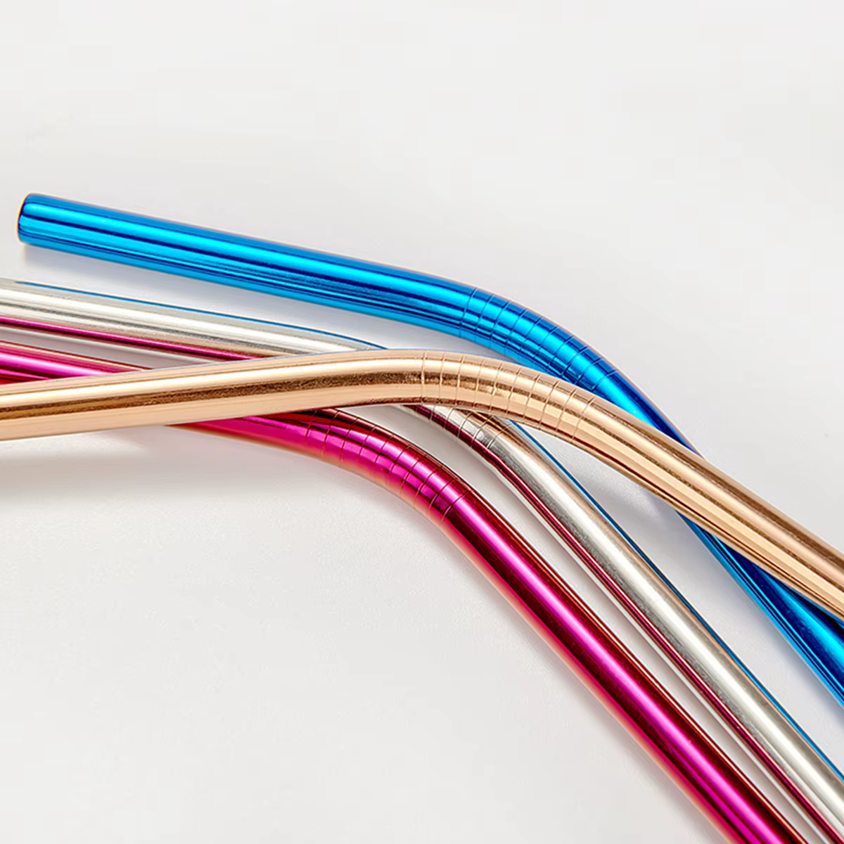 Pailles à boire en métal réutilisables en acier inoxydable 304, 1 pièce, avec brosse de nettoyage, p