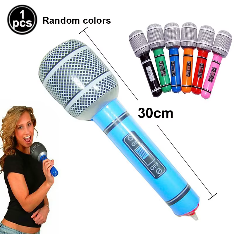 Haut-parleur gonflable karaoké avec ballons microphone pour garçon, décor de fête des années 80 et 9