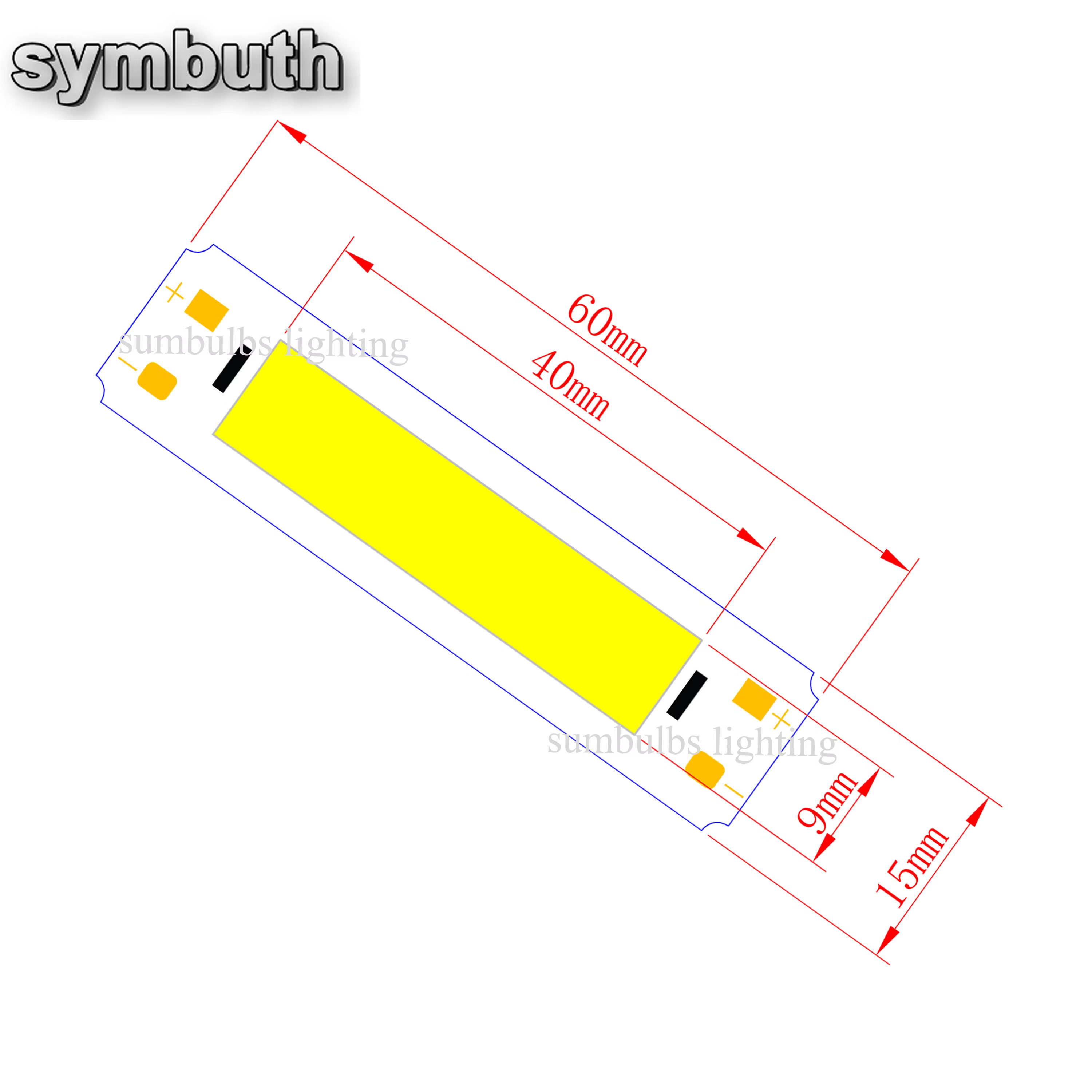 Ampoule Led Cob d'entrée 5V Source de bande lumineuse pour bricolage USB Led éclairage 2W 60x15mm 6c
