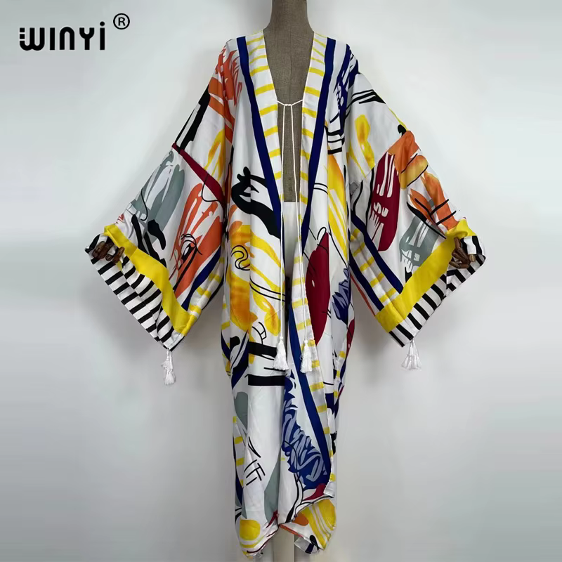 WINYI – Cardigan longue et ample pour femme, Caftan, robe de Cocktail, style Boho, Maxi, vacances af