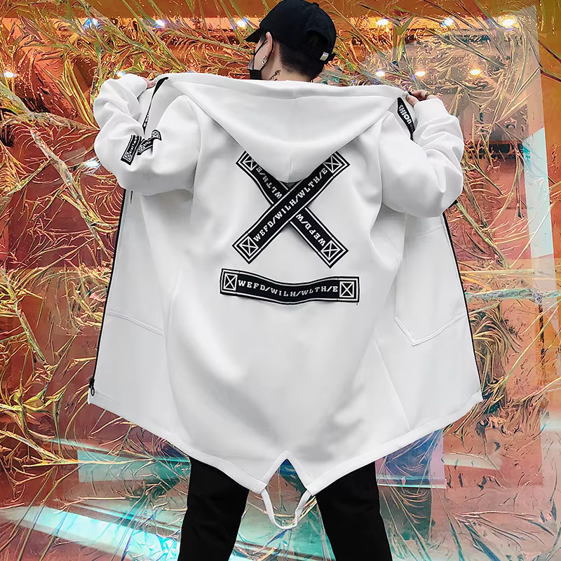Nouveaux hommes Streetwear noir vestes et manteaux Hip Hop Harajuku à capuche hommes coupe-vent pard