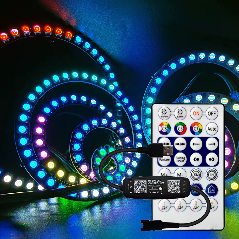 Anneau Led adressable individuellement WS2812B, 5050 RGB, avec USB, 28 touches, Kit de contrôleur de