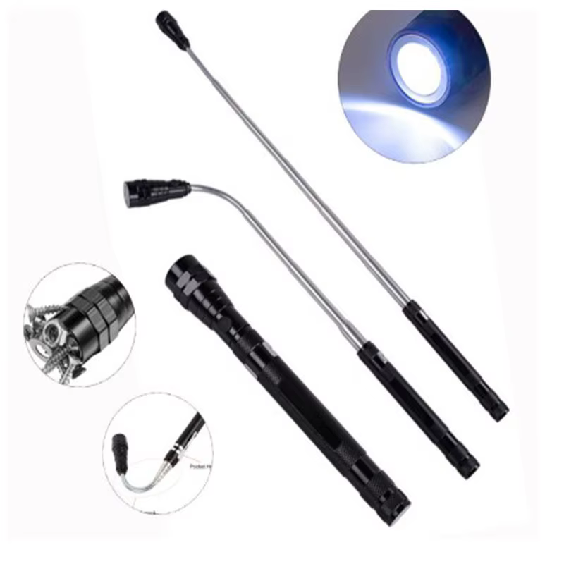 Lampe de poche Portable à 3 LED, torche à tête Flexible avec aimant, lampe télescopique Flexible, ou