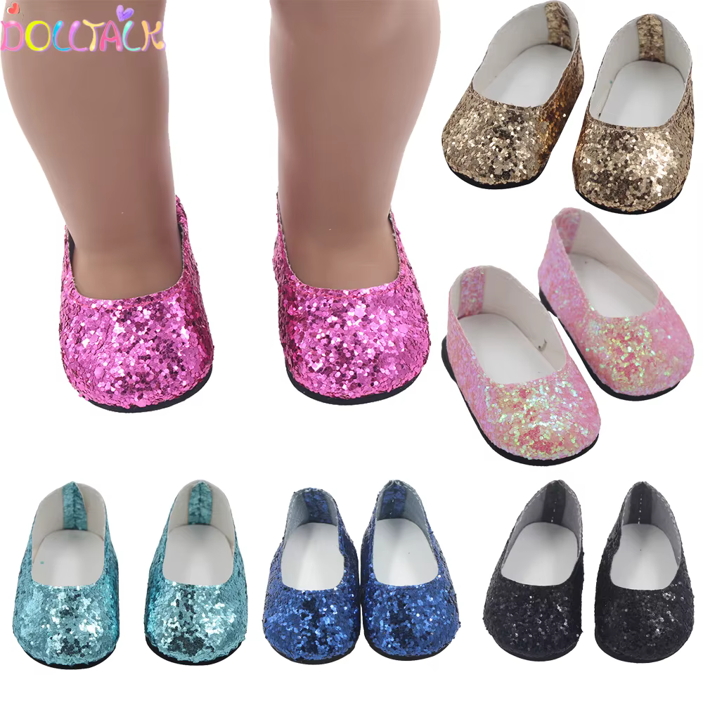 Chaussures de poupée simples et bon marché de 7cm, bottes faites à la main pour bébé américain de 18