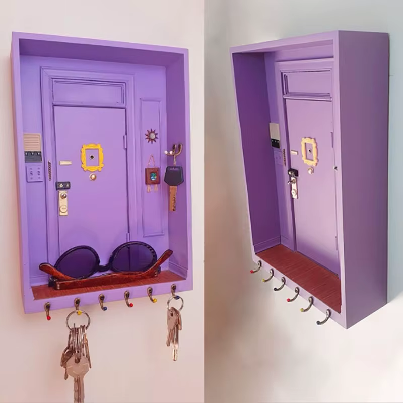 Porte-clé mural vintage violet pour amis, émission de télévision, cadre de porte de Monica, décorati