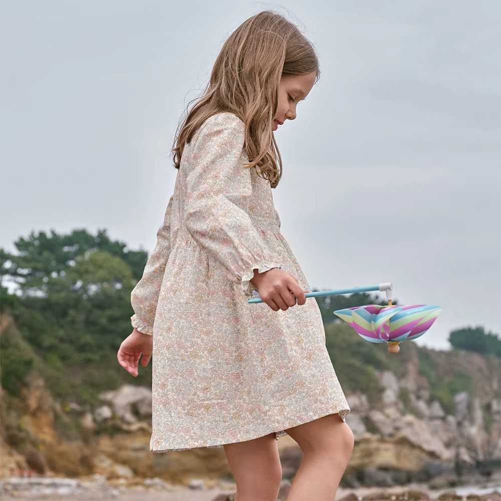 Robe de princesse à manches longues pour filles Dave Bella, 6-13 ans, robe florale de printemps pour