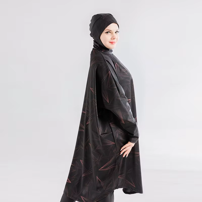 Abaya-Burkini Musulman à Manches sulfpour Femme, Grande Taille, Modeste, Hijab
