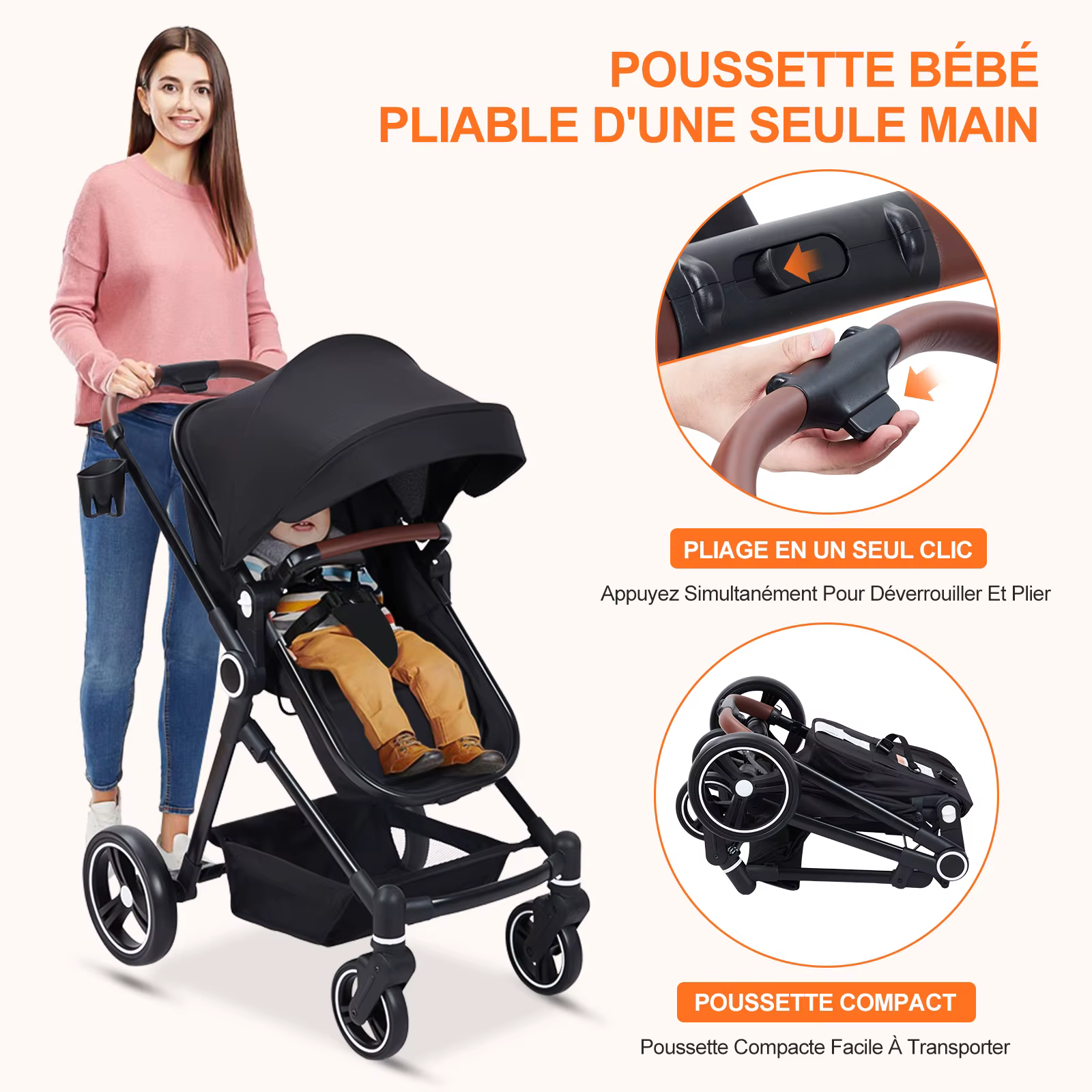 Bumosquito-Poussette 2 en 1 pour enfants de 0 à 36 mois, avec manteaux, jusqu'à 22 noix, pour sport,