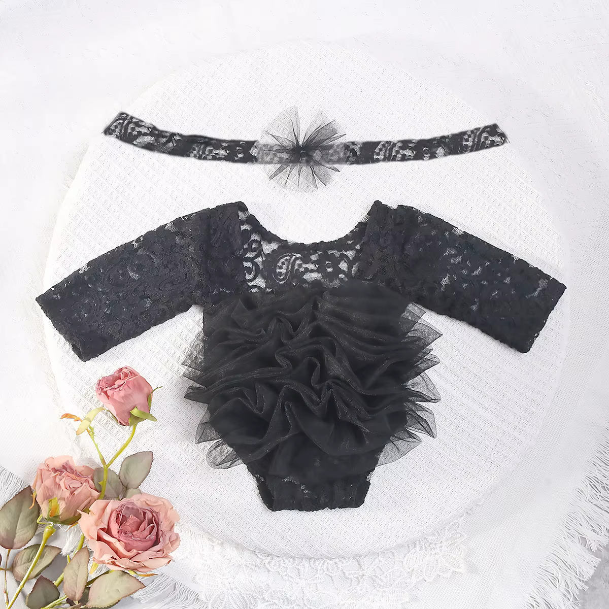 Robe tutu en dentelle pour bébé fille, tenue de photographie pour nouveau-né, barboteuse princesse,