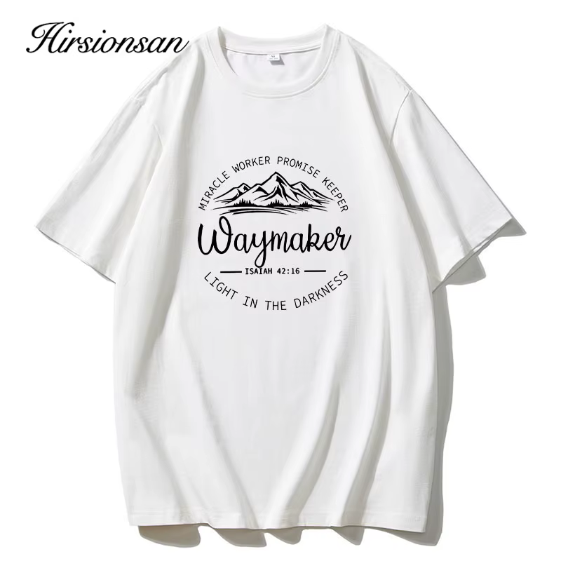 Hirsionsan-T-shirt col rond femme, 100% coton, imprimé montagne, vintage, décontracté, chic, été, 20