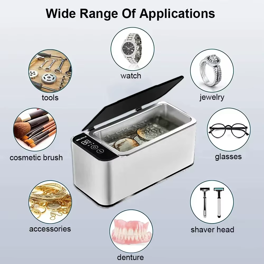 Nettoyeur à ultrasons injuste, machine à laver à ultrasons pour bijoux, lunettes, rasoir, carte de c