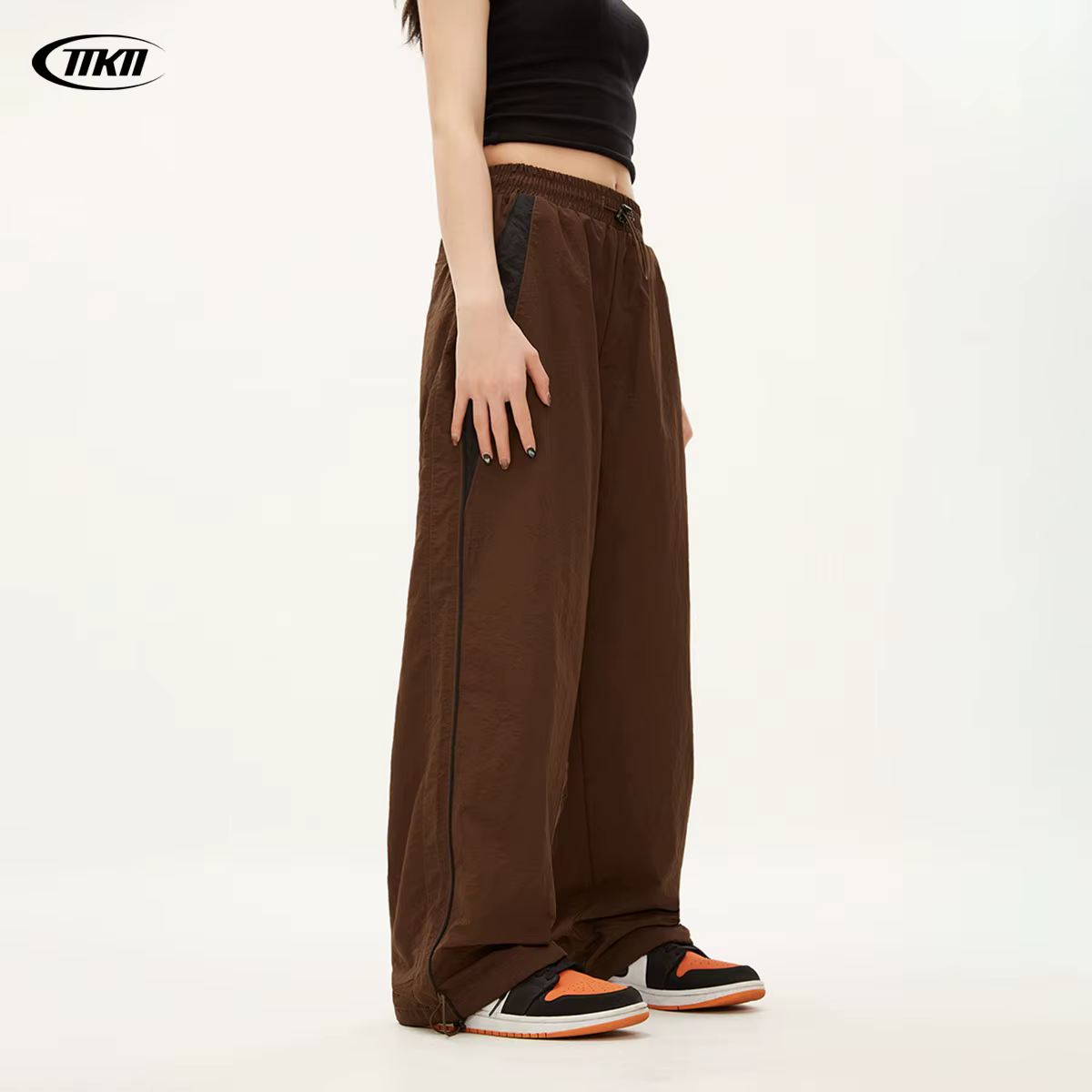 Y2K – pantalon ample Vintage pour femmes, mode Hip Hop, Baggy, taille haute, jambes larges, couleur 
