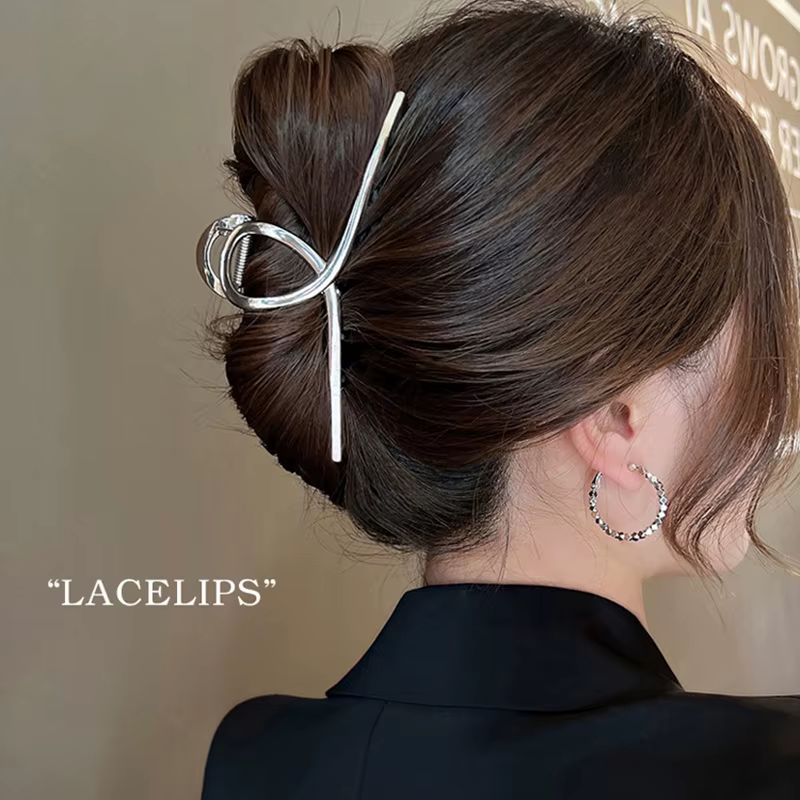 Pince à cheveux surdimensionnée en métal de 13.5cm, grande pince creuse, épingle à cheveux tendance,