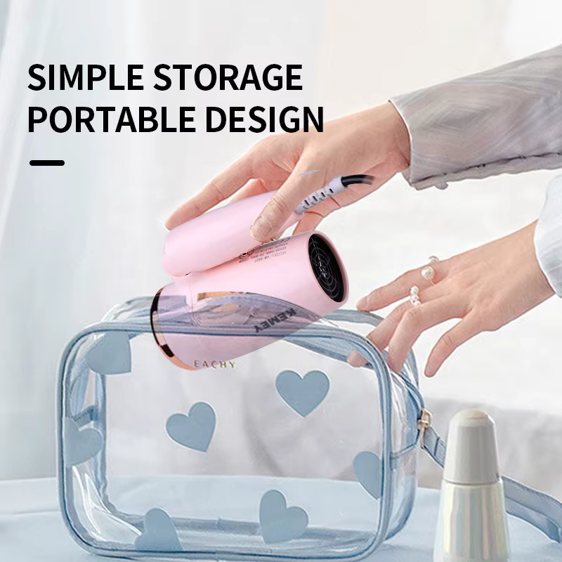 Kemei sèche-cheveux Compact pliable à poignée Portable souffleur à faible bruit sèche-cheveux vent c
