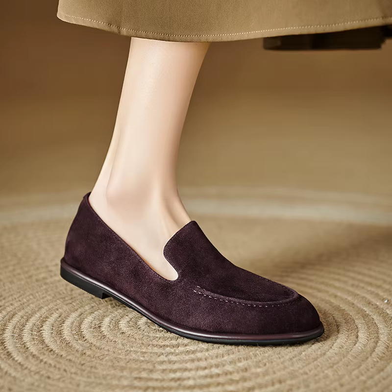 Call TAA-Escarpins en cuir à talons plats pour femmes, chaussures de ballet décontractées, mode prin