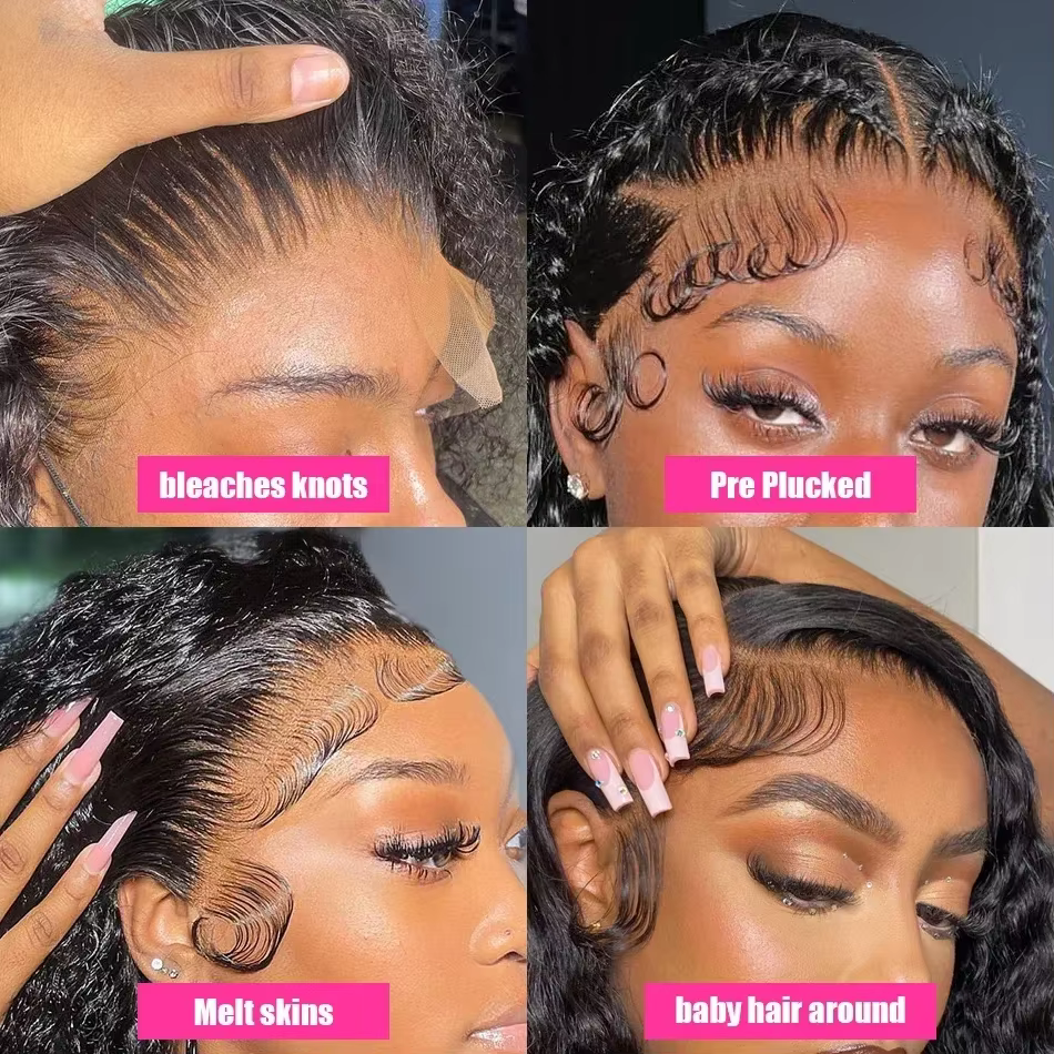 Perruques bouclées Deep Wave pré-plumées avec fermeture à lacet HD, cheveux humains sans colle, prêt