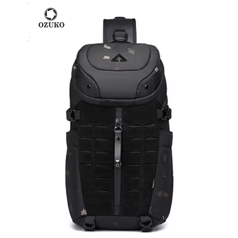 Ozuko-Sac à bandoulière étanche pour homme, sac de poitrine, sac à bandoulière antivol, USB, message