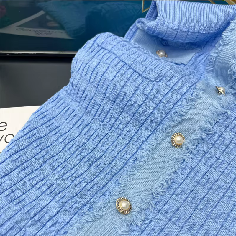 YuooMuoo 2026 nouveauté femmes tricoté longue robe élégante col en v simple boutonnage fendu robe pu