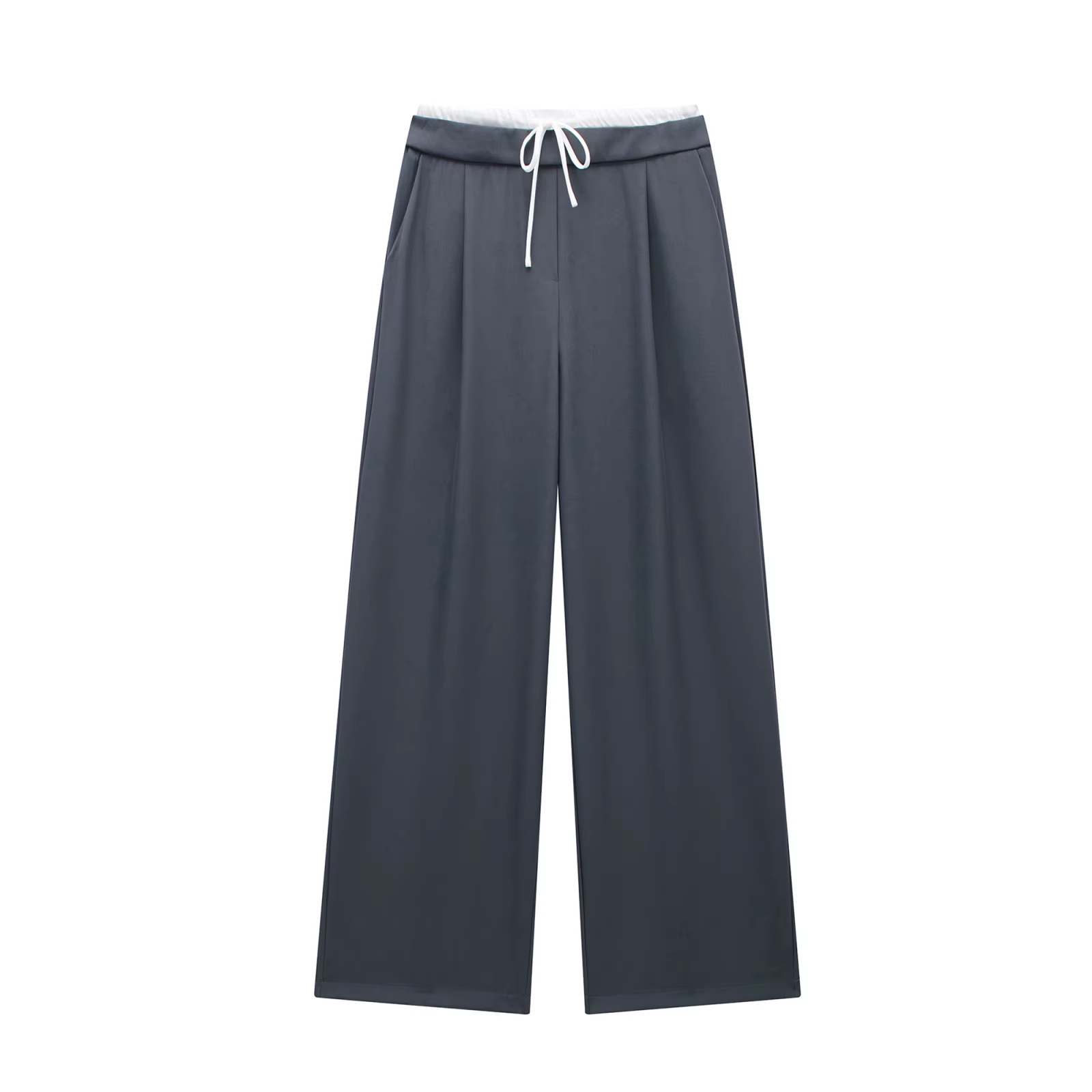 DUOPERI-Pantalon Droit Vintage à Lacets et Fermeture Éclair Latérale pour Femme, Couleur Unie, Taill
