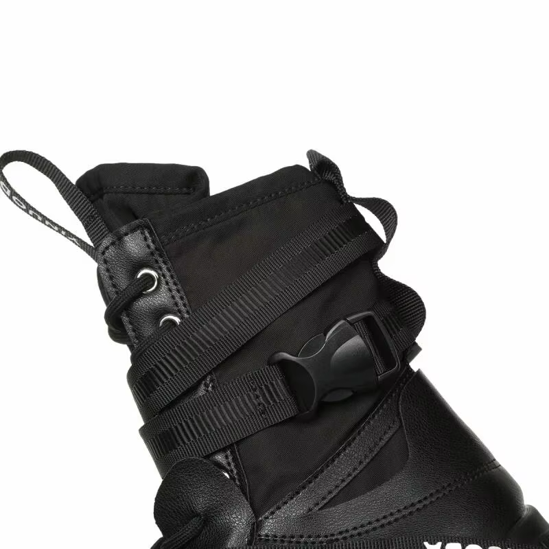 Bottes de moto noires à plateforme épaisse, à lacets, vulcanisées, pour femme, automne hiver 2026, b