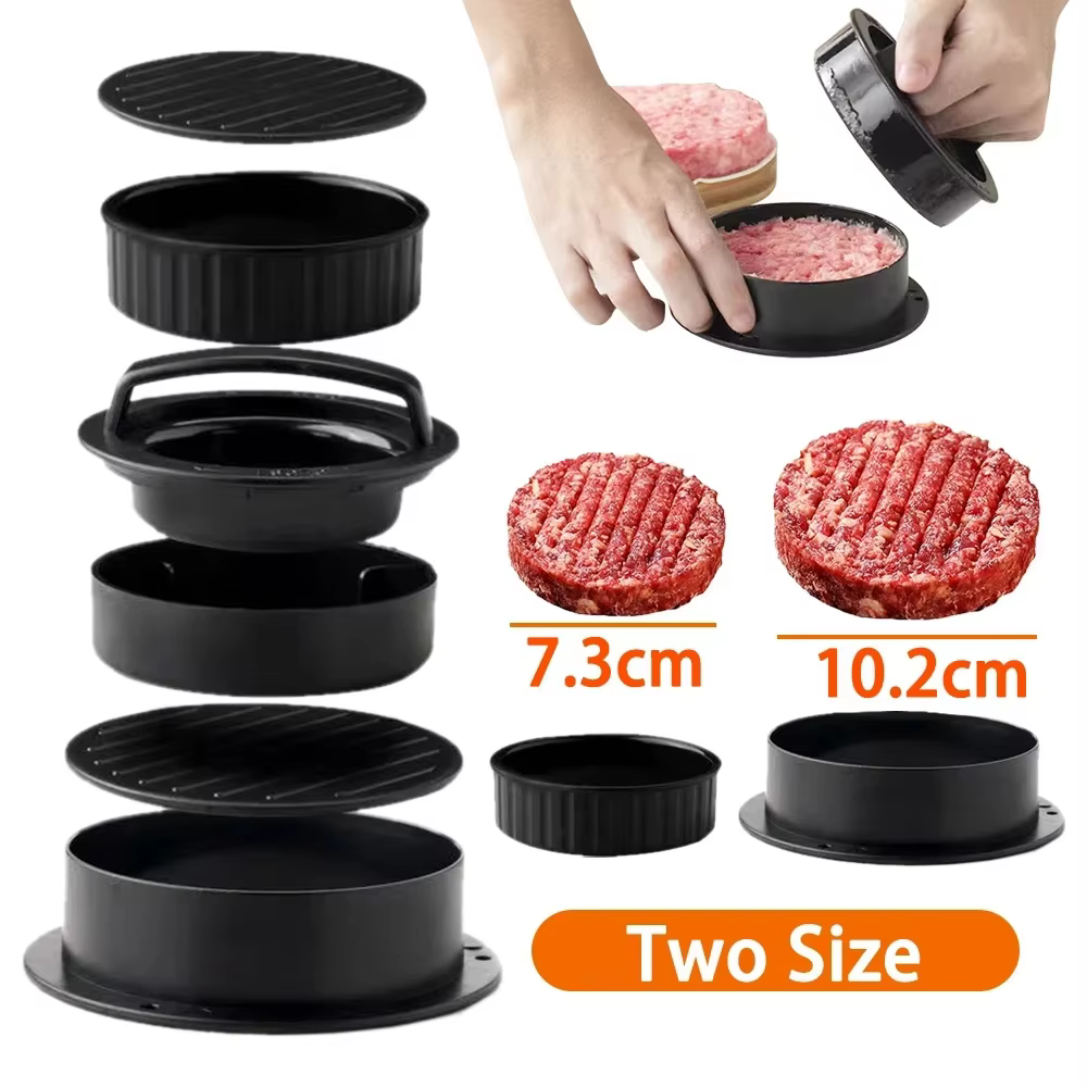 Presse à hamburgers 3 en 1, machine à galettes, antiadhésive, pour la viande, le bœuf, les légumes, 
