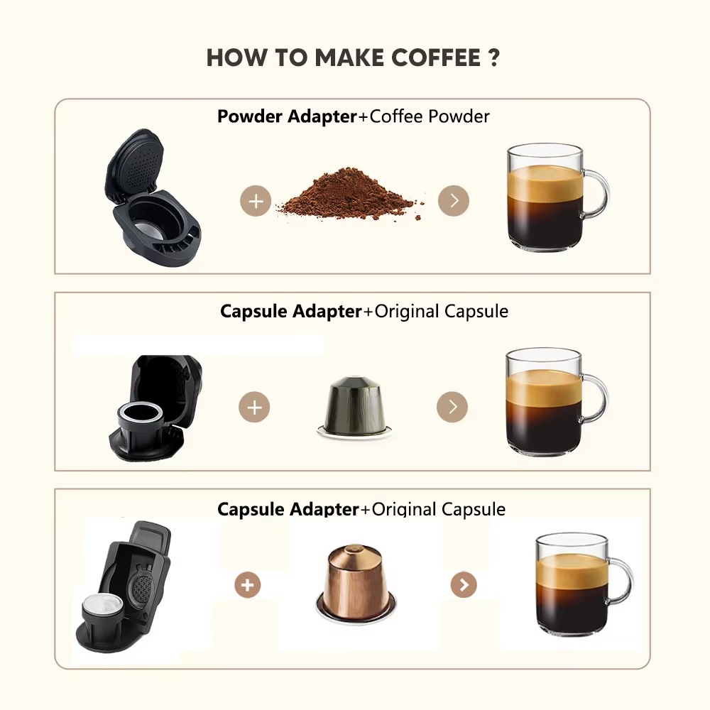 Adaptateur de Capsule pour Capsules Nespresso originales, conversion pour Dolce Gusto Crema, pour Ma