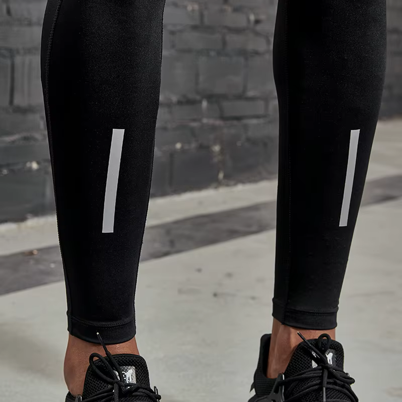 VANSYDICAL – pantalon de Compression pour hommes, collant de course avec rayures réfléchissantes, Le