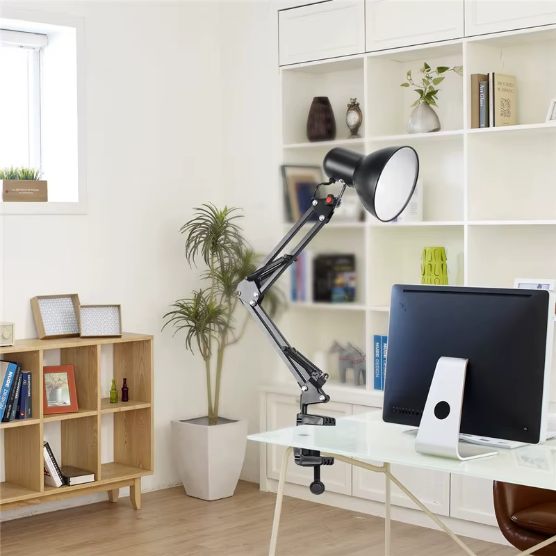 Accueil ue US prise Flexible bras oscillant pince montage lampe bureau Studio E27/E26 ampoule Table 