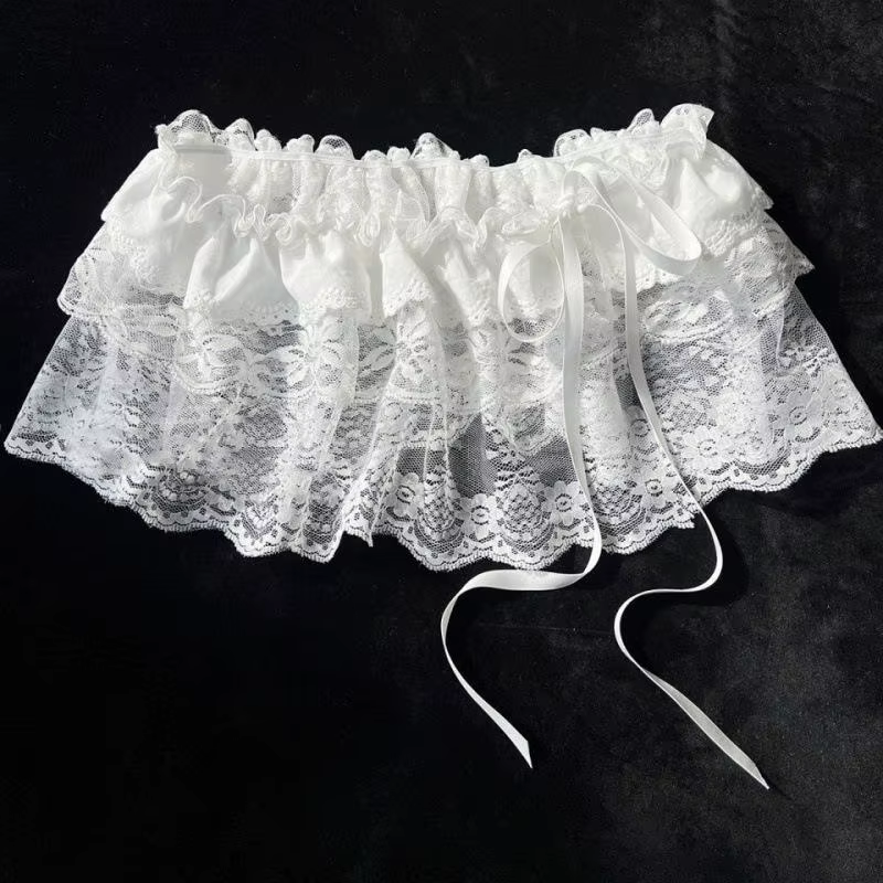 2025 coréen Ins Unique dentelle couches gaze jupes dentelle garniture a-ligne courte tissu Mini tail