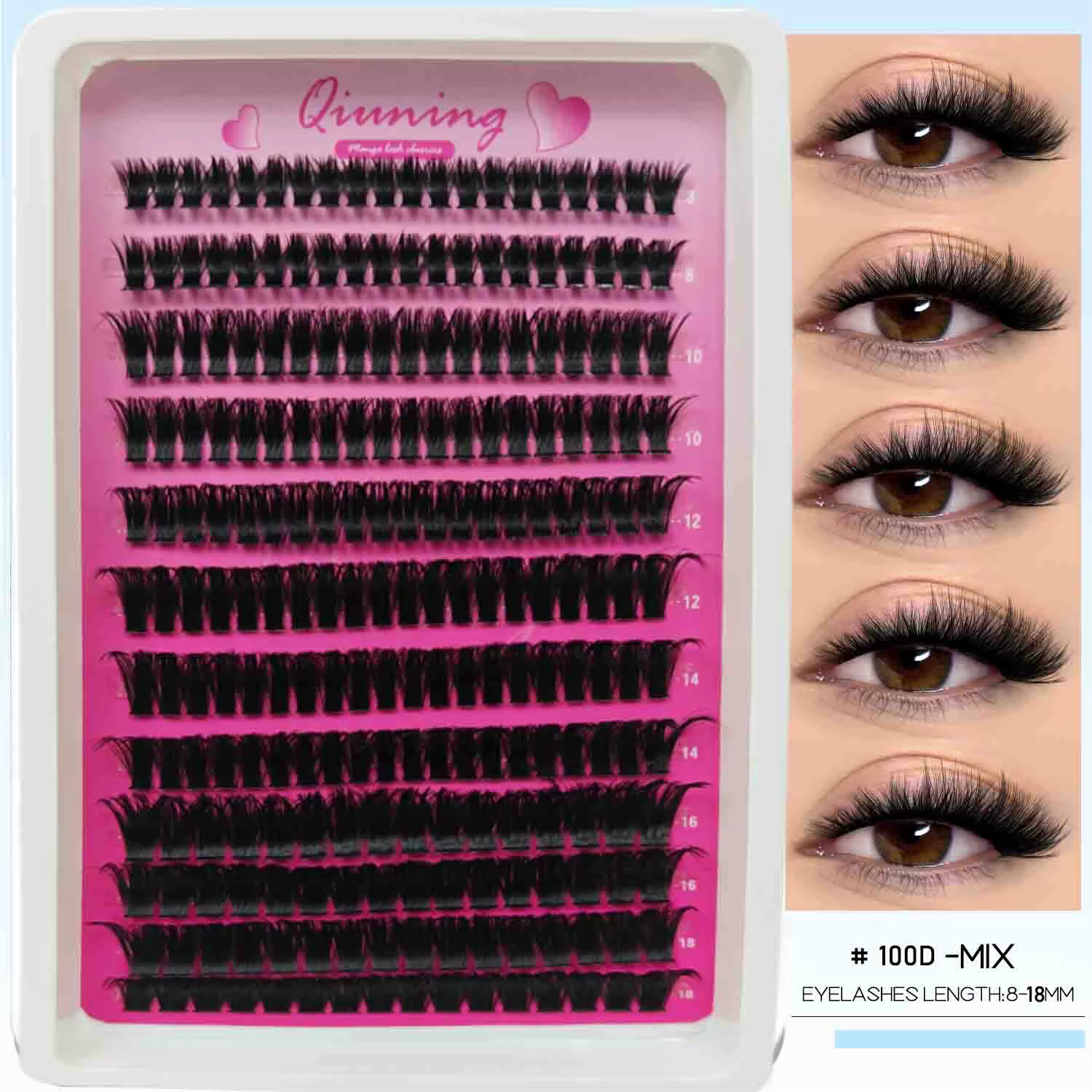 Cils en grappes QIUNING, cils de chat, cils individuels vaporeux, extensions de cils, cils en grappe