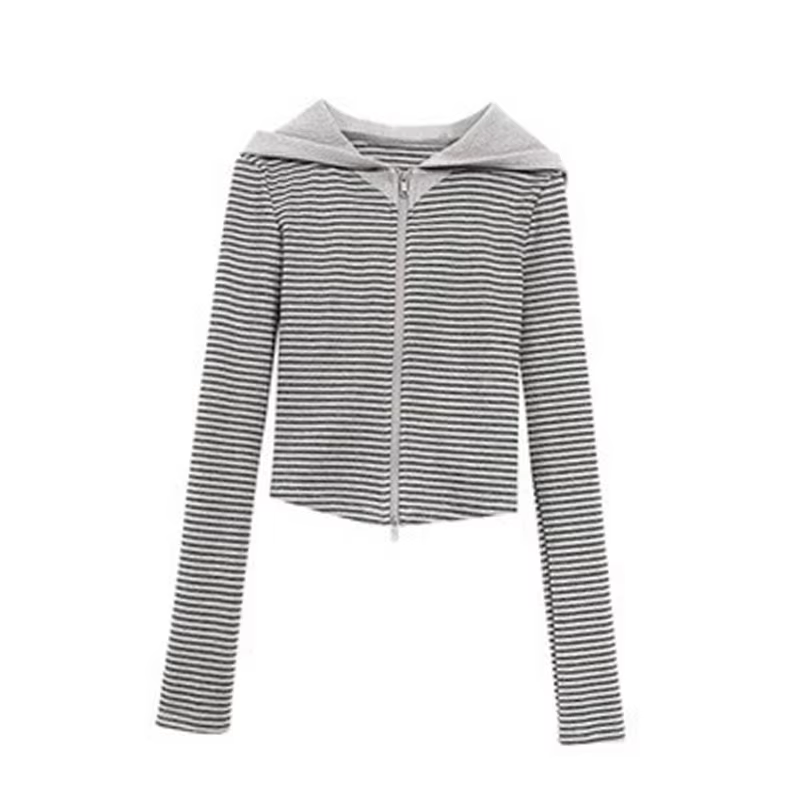 Tonngirls Y2k sweat à capuche japonais femmes à manches longues rayé sweat Streetwear américain swea