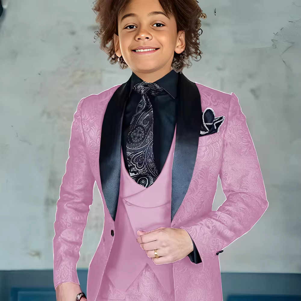 Costume Jacquard pour garçon, Blazer, gilet, pantalon, ensemble 3 pièces, Tuxedos de mariage pour en