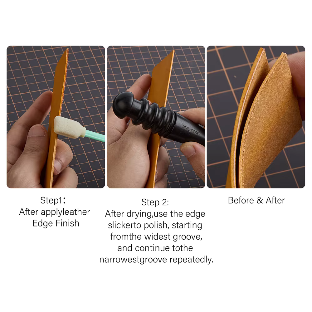 WUTA haute densité ébène noir bois cuir bord brunisseur trancheuse cuir artisanat outil poli meulage