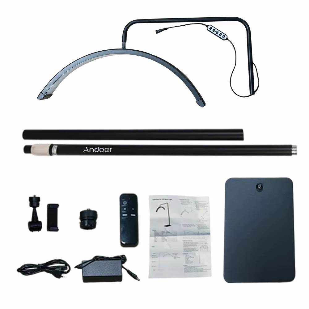 Andoer HD-M6X 36W sol LED lumière vidéo demi-lune en forme de lumière de remplissage 3200K-5600K rég