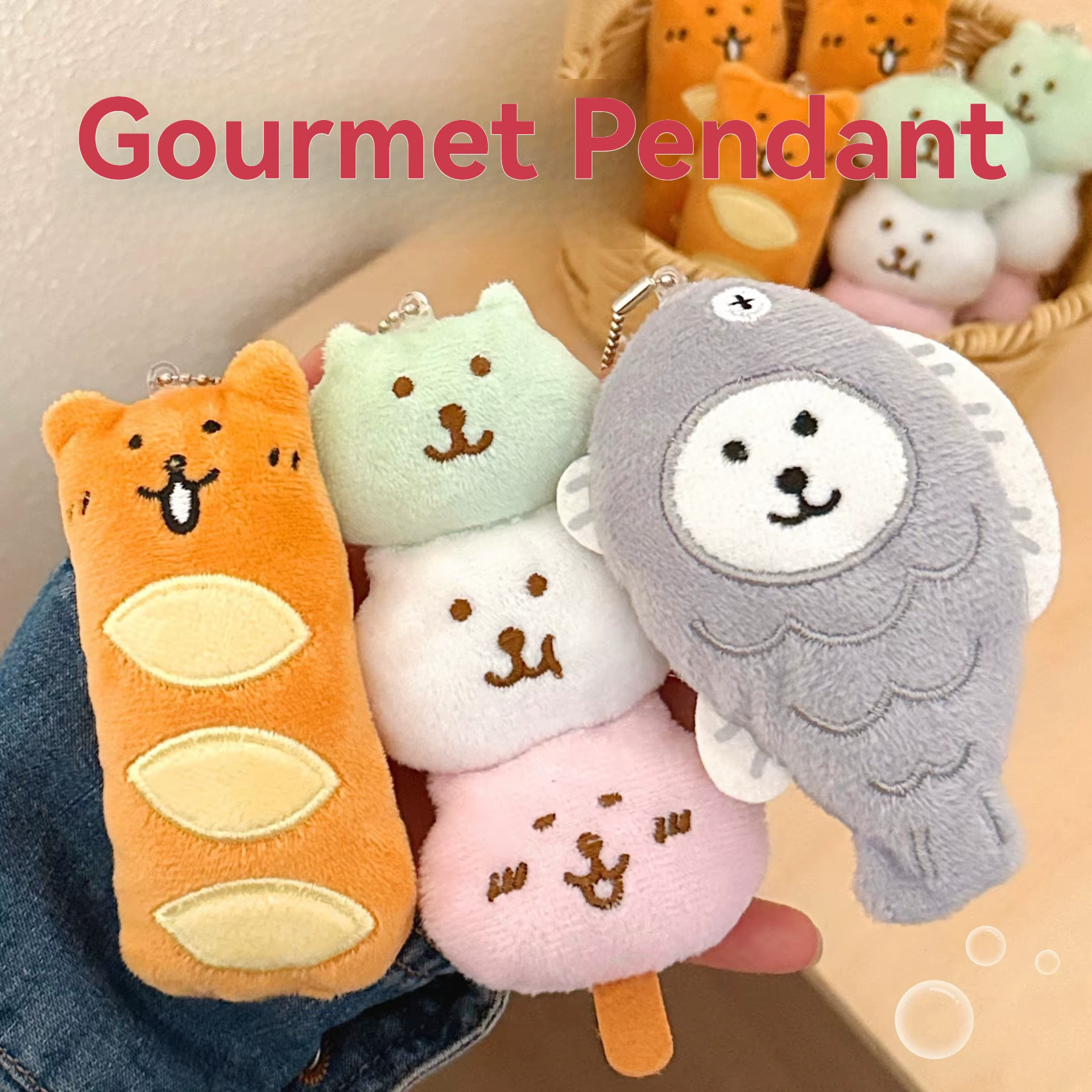 1/3 pièces pendentif alimentaire mignon créatif en peluche pendentif sac porte-clés pendentif décora