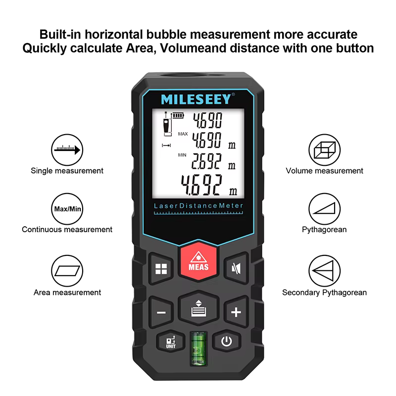 Télémètre laser MILESEEY X5 40M 60M 80M 100M, ruban à mesurer laser haute précision, règle électroni
